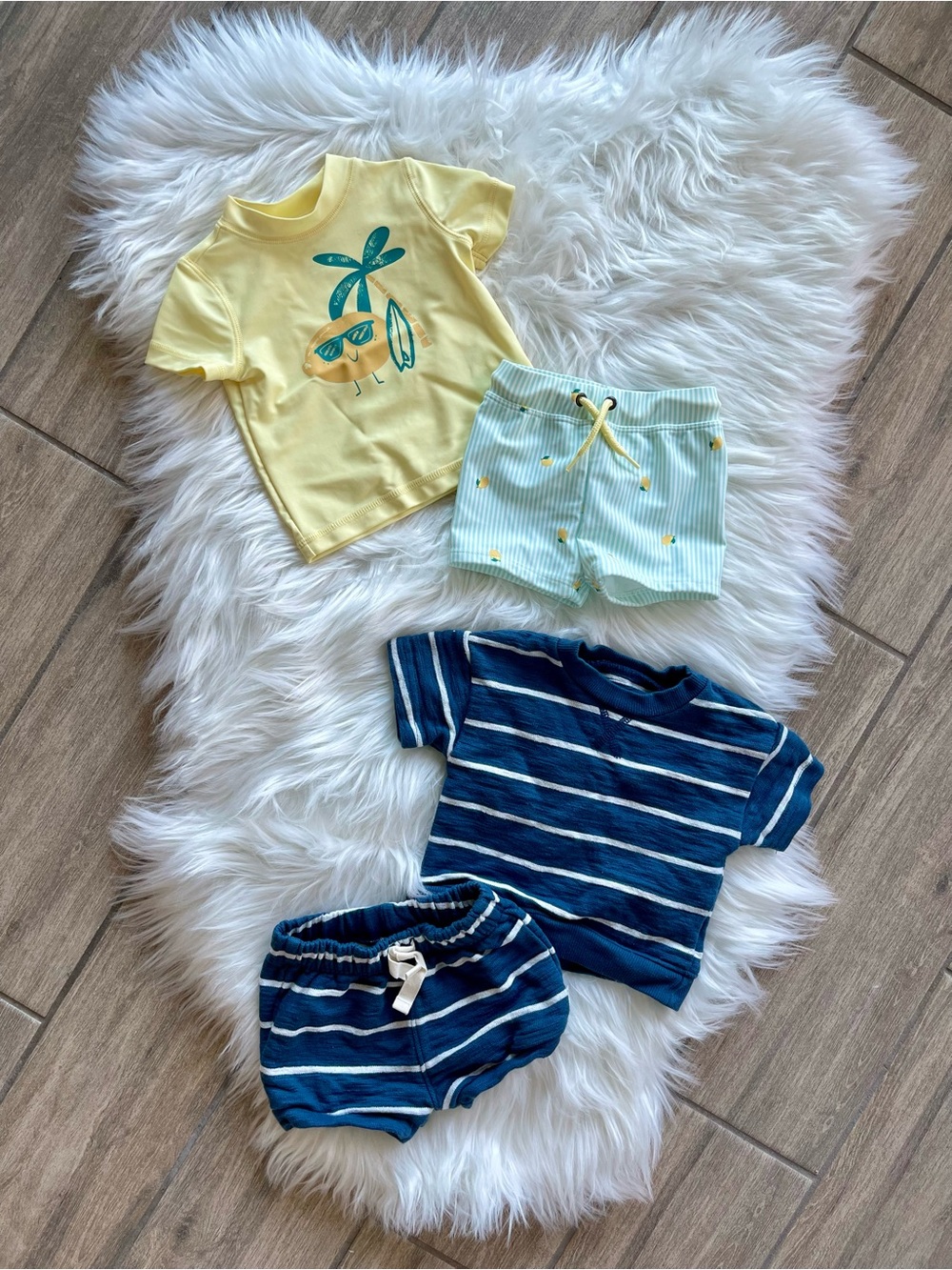 Kids Summer Tee and Shorts Set - Yellow & Blue
